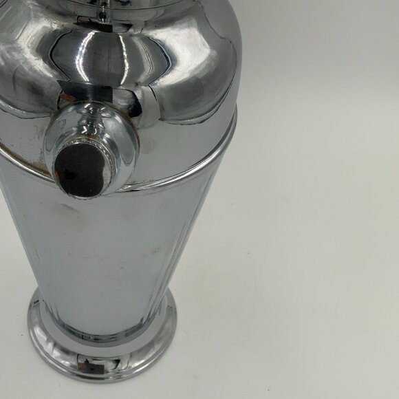 Vintage Art Deco Chrome Cocktail Shaker Mixer Red Bakelite Handle 12" Barware - Picture 4 of 14